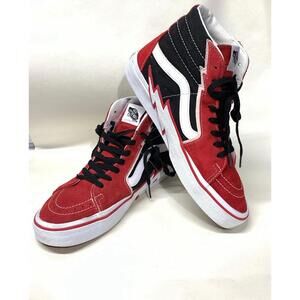 VANS Sk8 Hi Bolt Black Racing Red Men’s Skate Shoes Canvas Suede Leather Sneaker